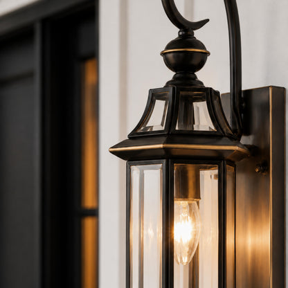 Modern Outdoor Wall Lamp Brass Adjustable Clear Glass Shade IP65 Waterproof E26 Base Bulb