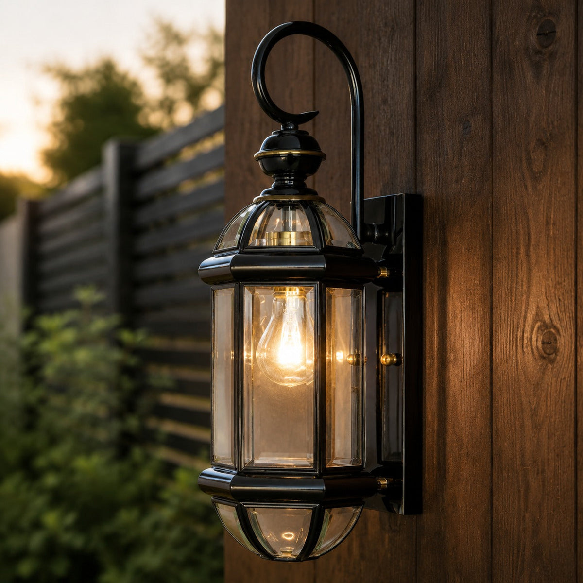 Vintage Outdoor Wall Lamp Brass Construction Clear Glass Shade Hardwired IP20 Waterproof