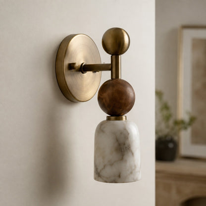 Alabaster & Dark Marble Wall Sconce LED Warm Light