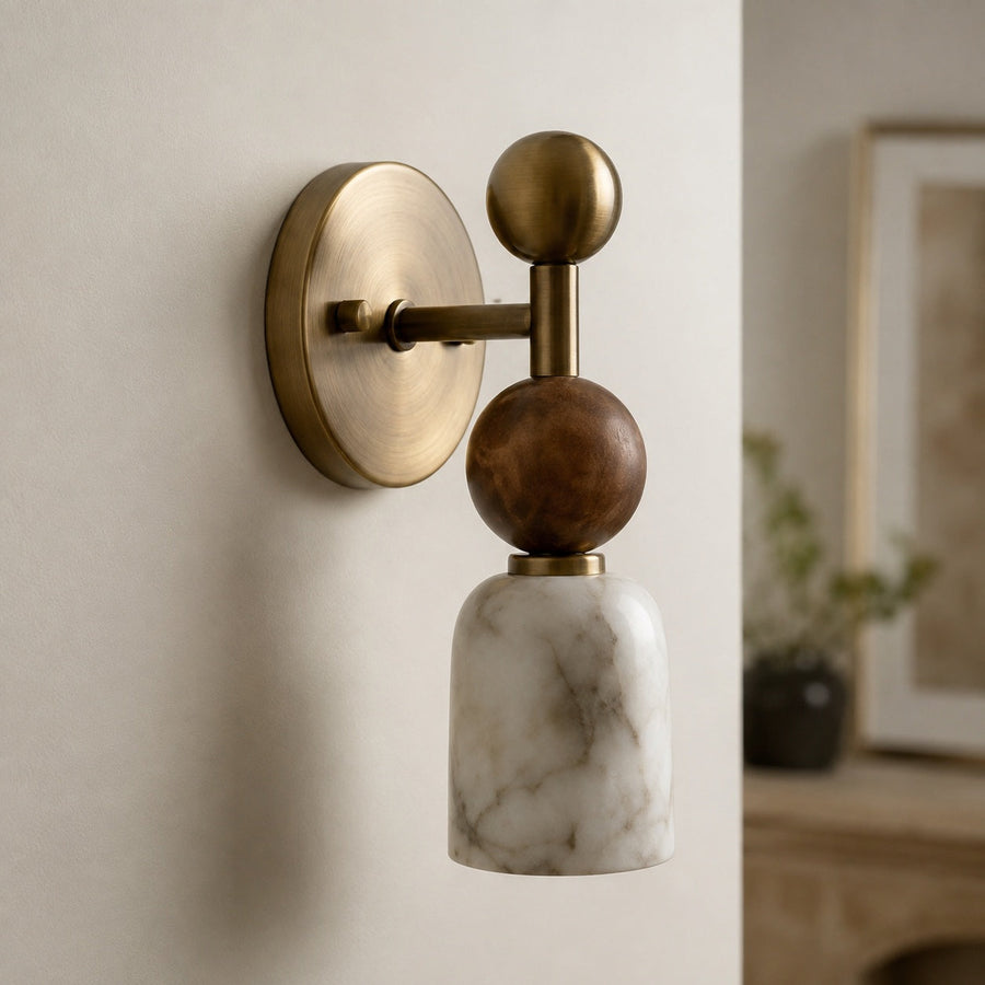 Alabaster & Dark Marble Wall Sconce LED Warm Light