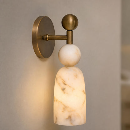 Alabaster & Dark Marble Wall Sconce LED Warm Light
