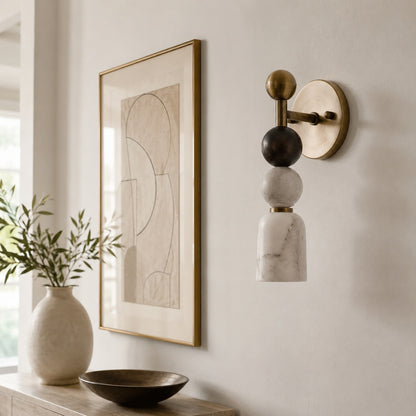 Alabaster & Dark Marble Wall Sconce LED Warm Light