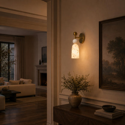 Alabaster & Dark Marble Wall Sconce LED Warm Light