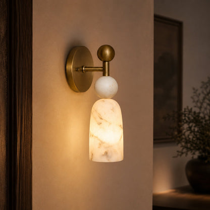 Alabaster & Dark Marble Wall Sconce LED Warm Light