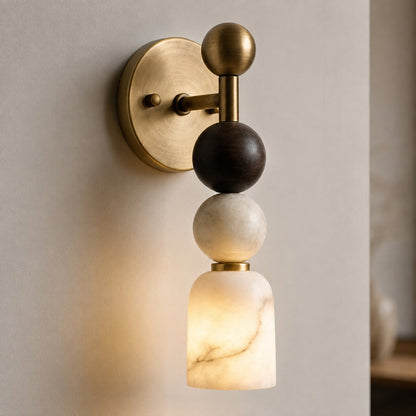 Alabaster & Dark Marble Wall Sconce LED Warm Light