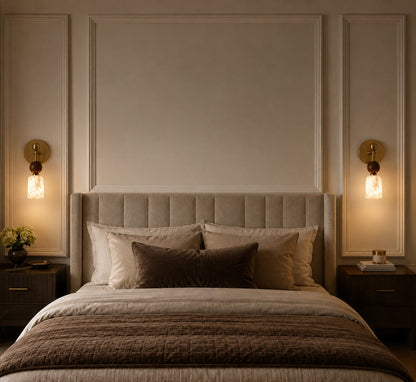 Alabaster & Dark Marble Wall Sconce LED Warm Light