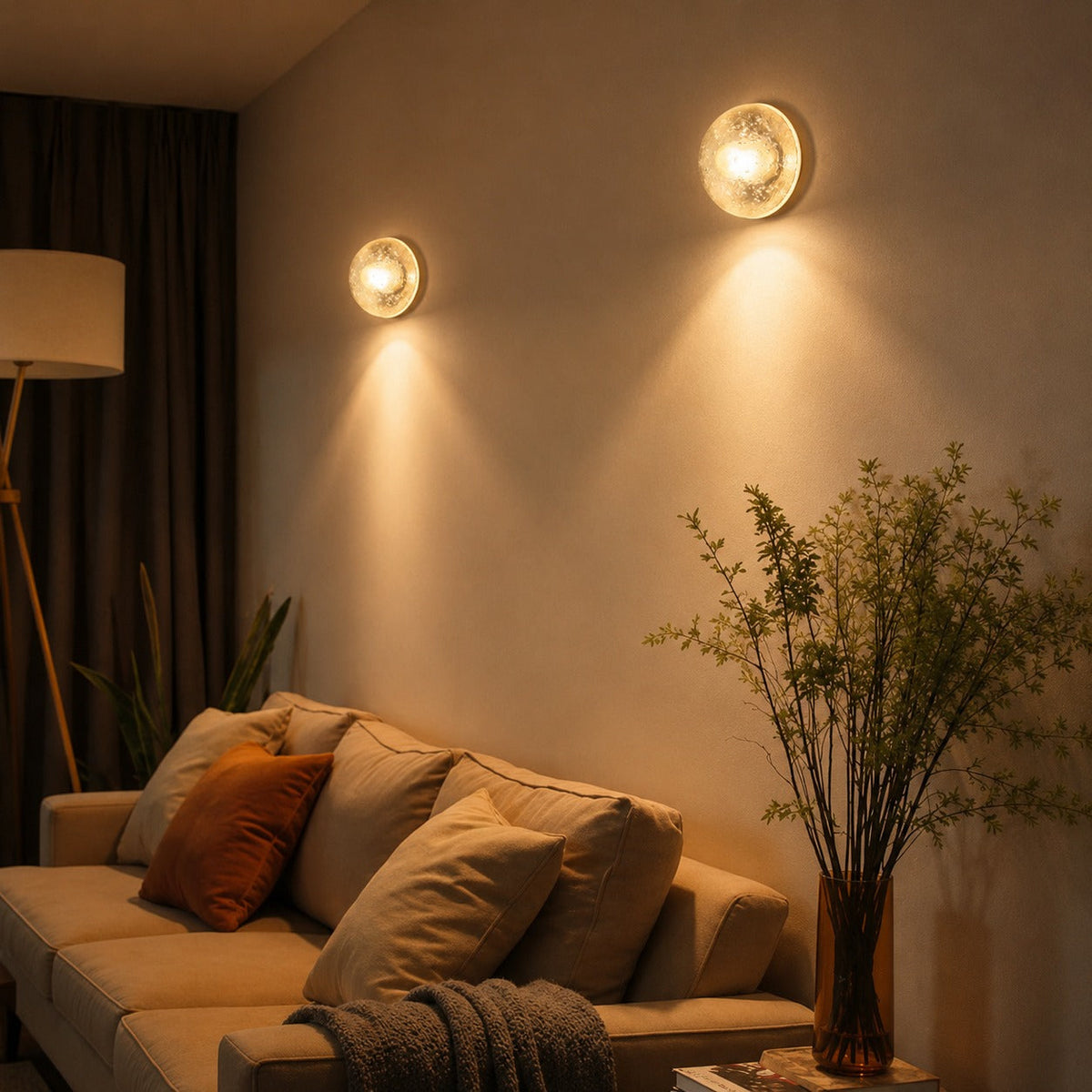 Modern Wall Lamp Wall Mounted Glass Shade Indoor Outdoor Use Compact Size 11cm