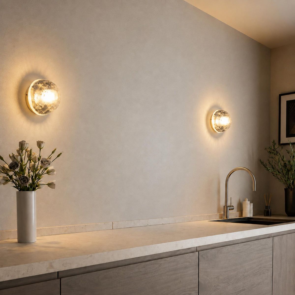 Modern Wall Lamp Wall Mounted Glass Shade Indoor Outdoor Use Compact Size 11cm