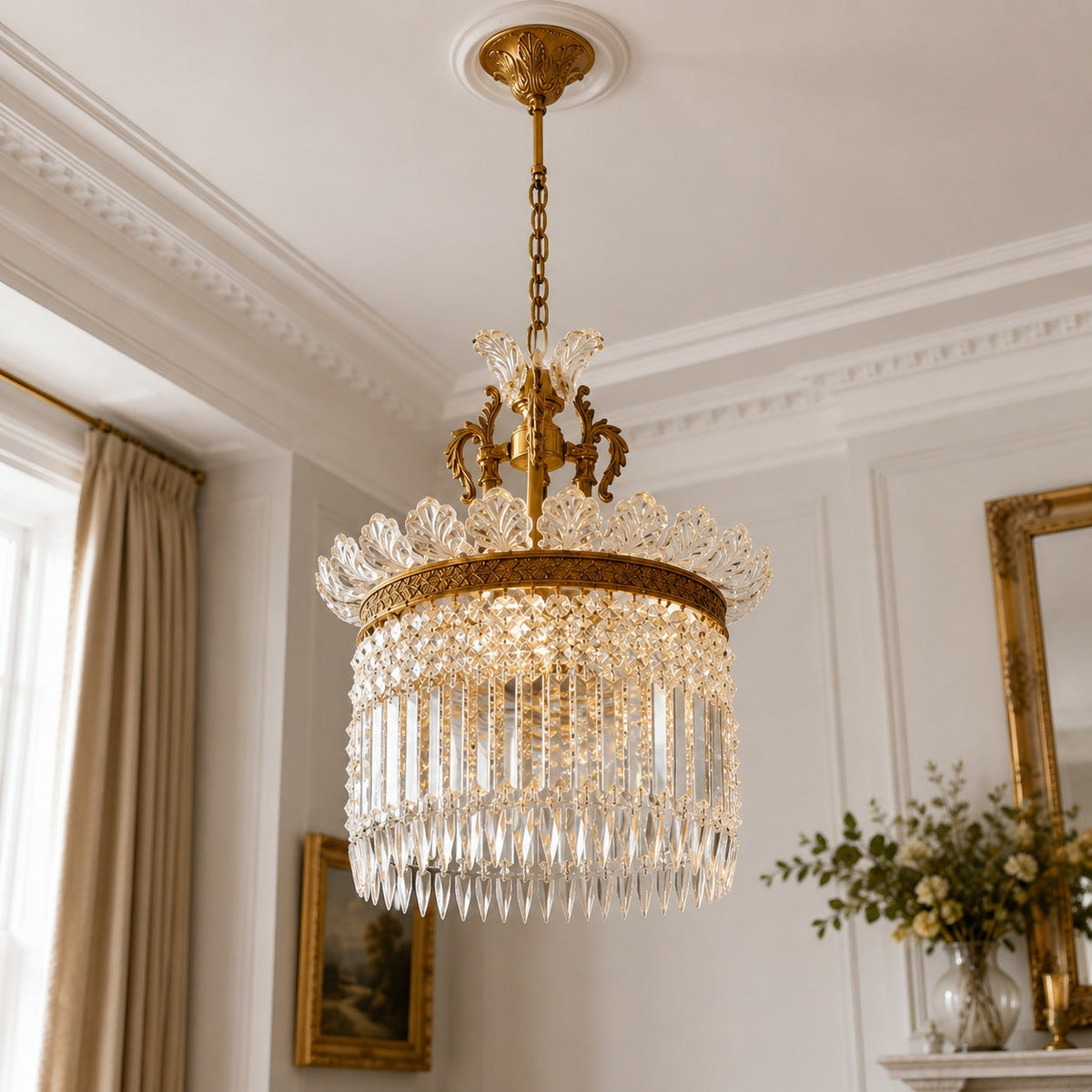 Metal Frame Glass Shade Chandelier 3-Light LED