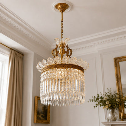 Metal Frame Glass Shade Chandelier 3-Light LED