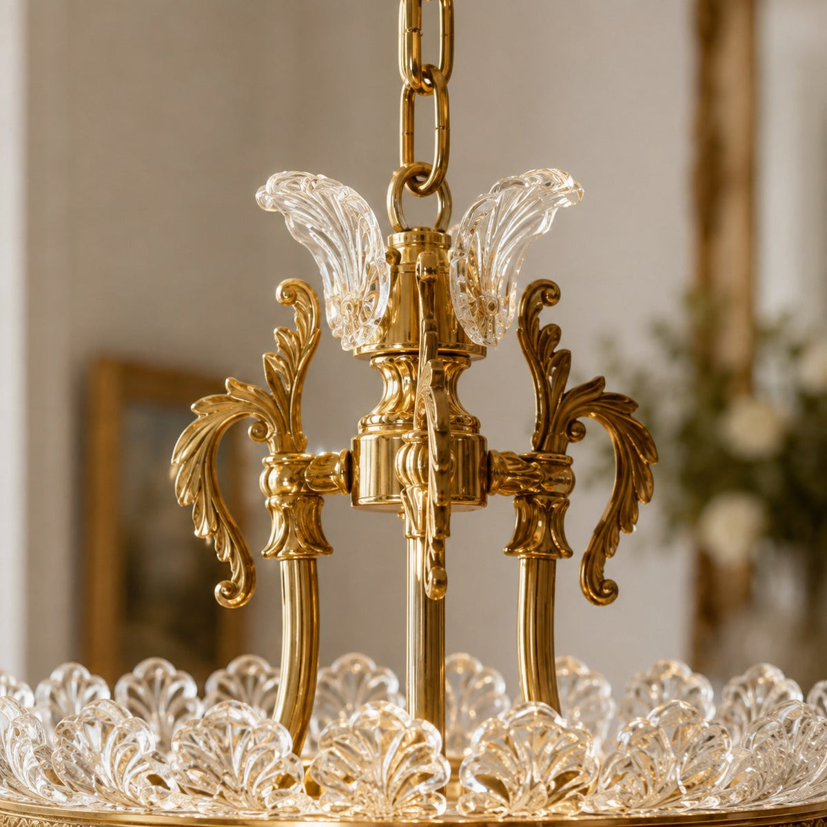 Metal Frame Glass Shade Chandelier 3-Light LED