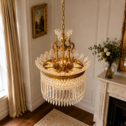 Metal Frame Glass Shade Chandelier 3-Light LED