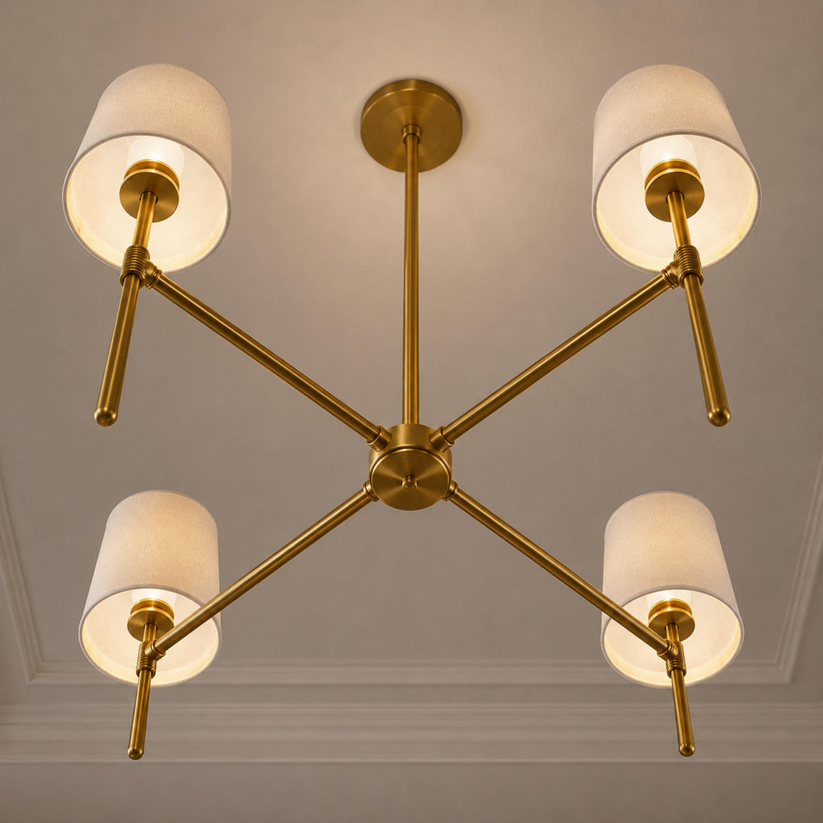 Round Metal Chandelier Adjustable LED 4-8 Head