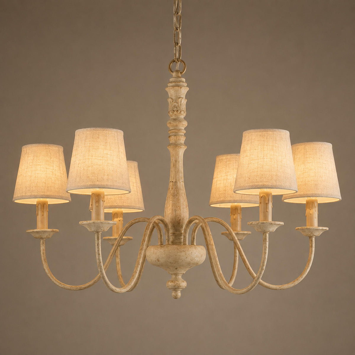 Adjustable Glass Shade Chandelier 6-Light LED Metal