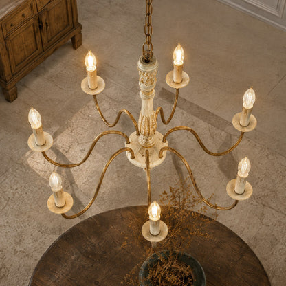 Adjustable Glass Shade Chandelier 6-Light LED Metal