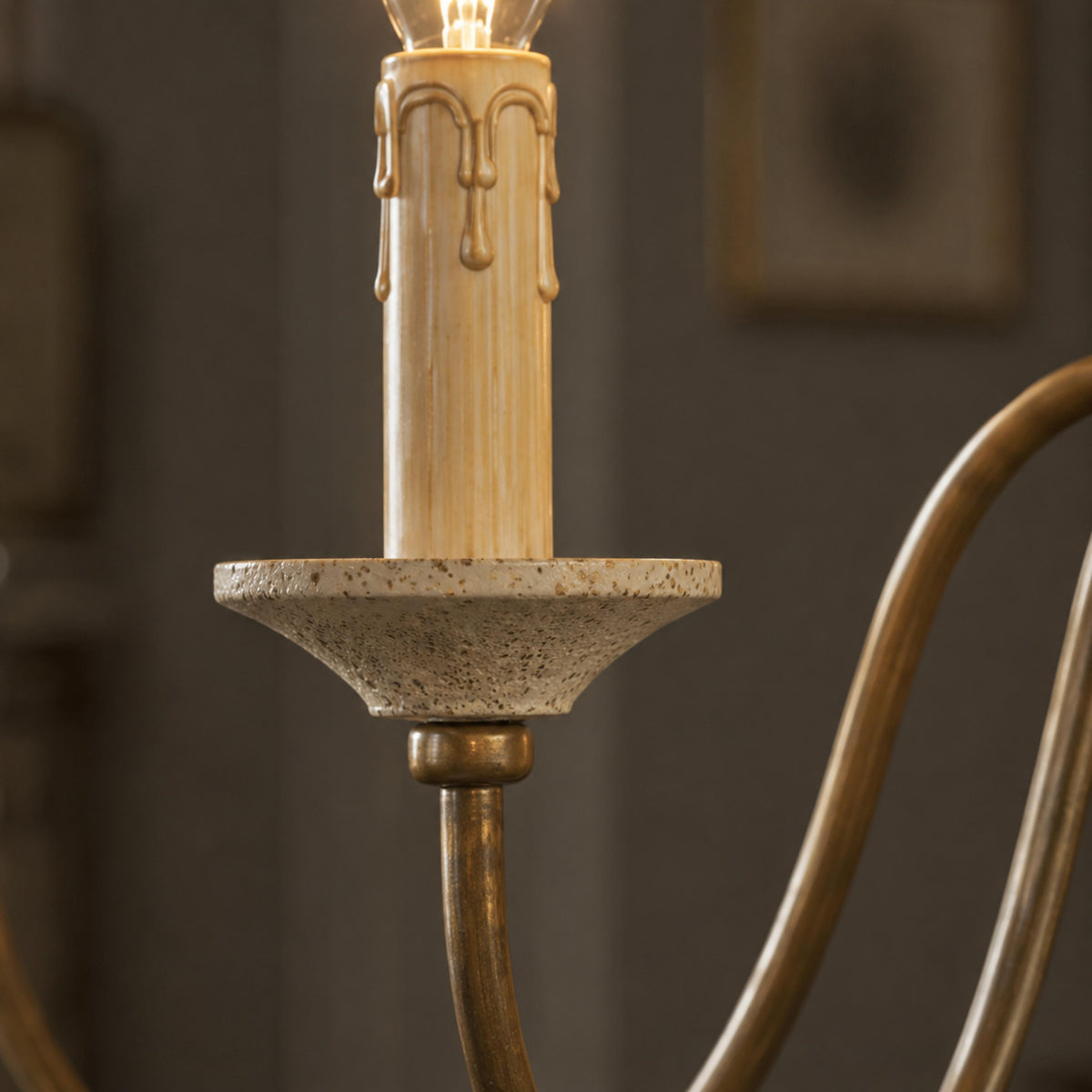 Adjustable Glass Shade Chandelier 6-Light LED Metal