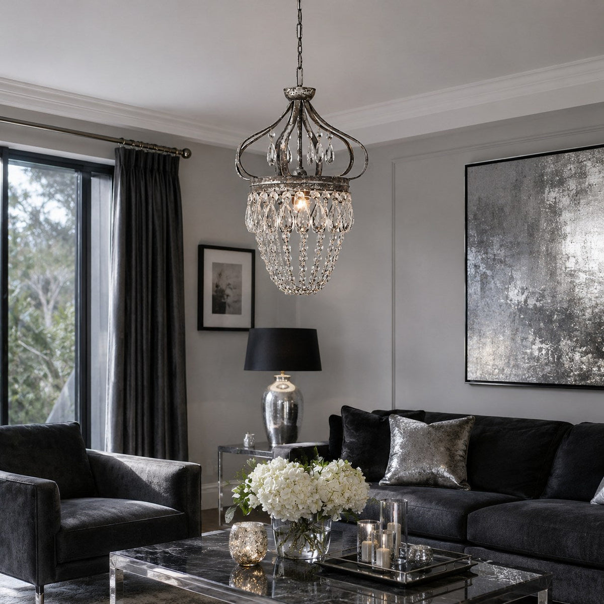 Tear Drop Glass Chandelier Adjustable Hanging LED