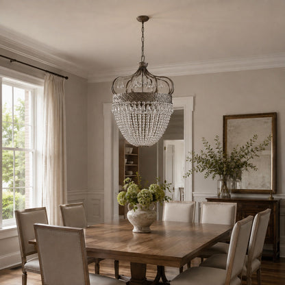 Tear Drop Glass Chandelier Adjustable Hanging LED