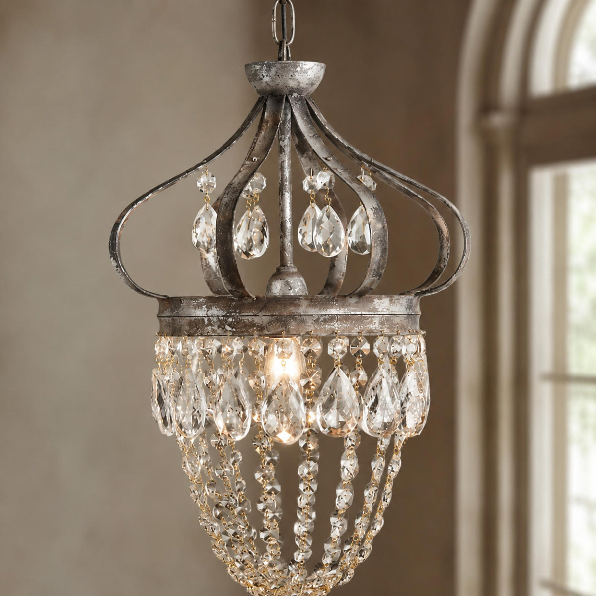 Tear Drop Glass Chandelier Adjustable Hanging LED