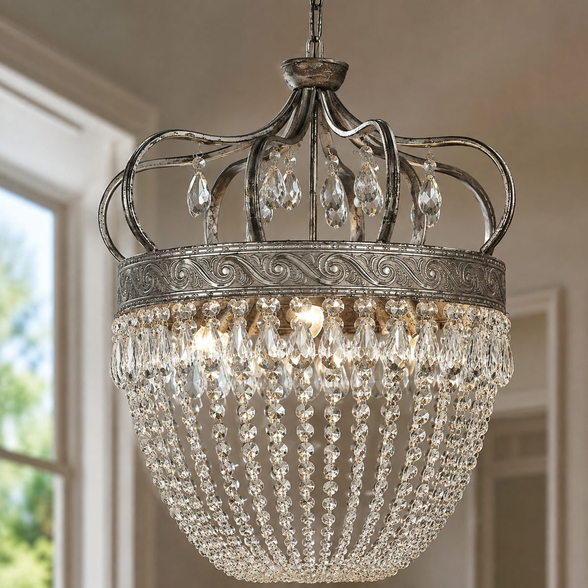 Tear Drop Glass Chandelier Adjustable Hanging LED