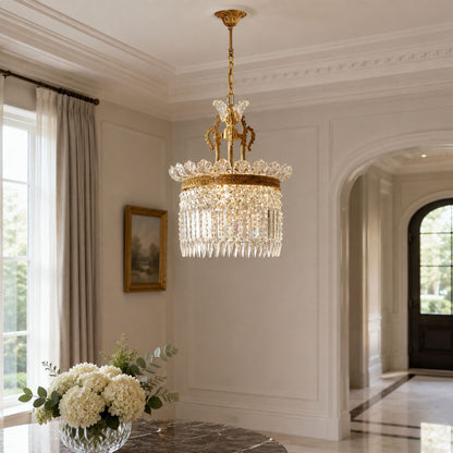 Metal Frame Glass Shade Chandelier 3-Light LED