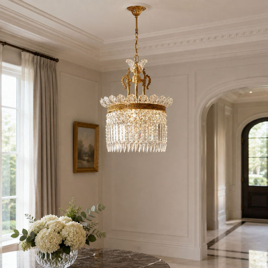 Metal Frame Glass Shade Chandelier 3-Light LED