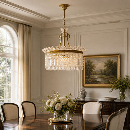 Metal Frame Glass Shade Chandelier 3-Light LED