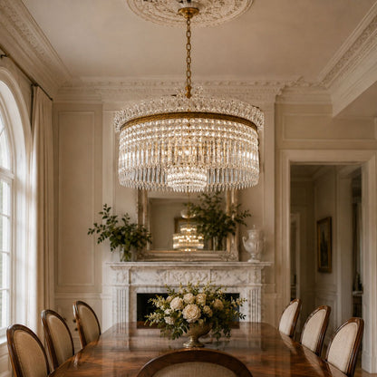 Metal Frame Glass Shade Chandelier 3-Light LED