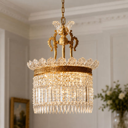 Metal Frame Glass Shade Chandelier 3-Light LED