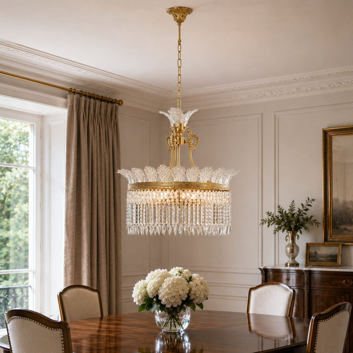 Metal Frame Glass Shade Chandelier 3-Light LED