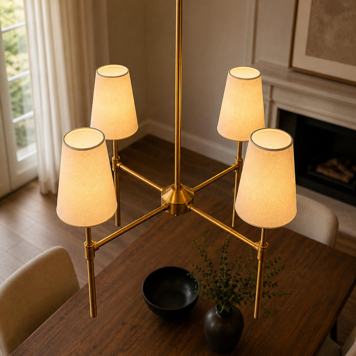 Round Metal Chandelier Adjustable LED 4-8 Head