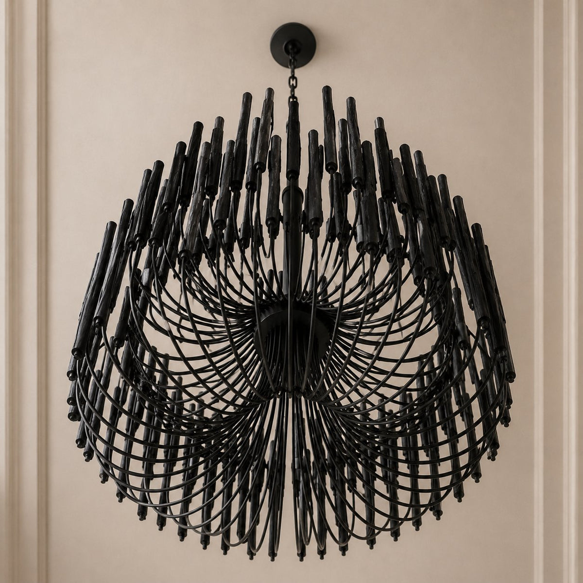 Metal & Wood Dowel Chandelier 6-18 Head LED