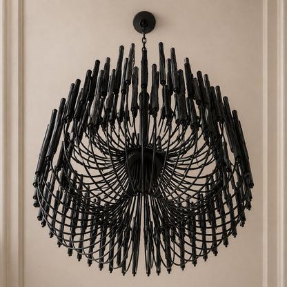 Metal & Wood Dowel Chandelier 6-18 Head LED