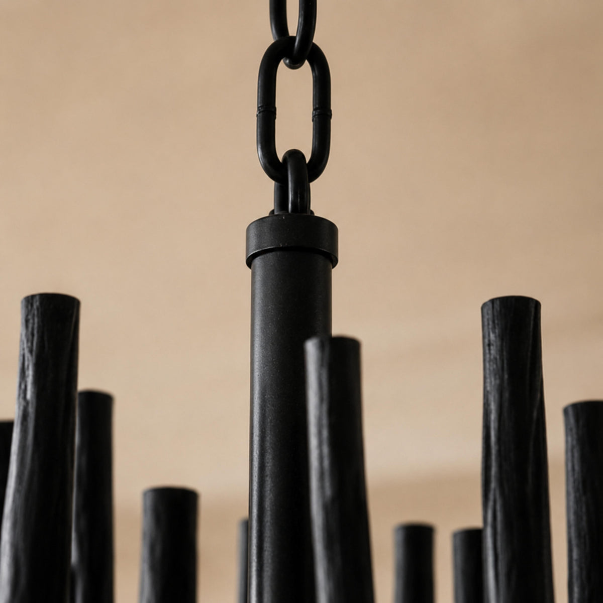 Metal & Wood Dowel Chandelier 6-18 Head LED