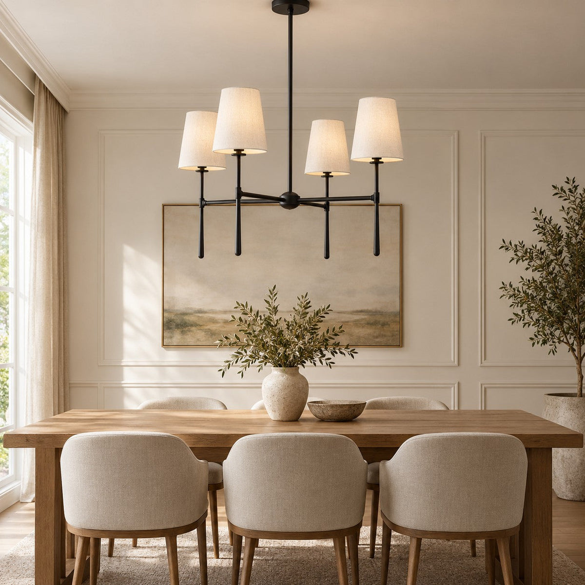 Round Metal Chandelier Adjustable LED 4-8 Head