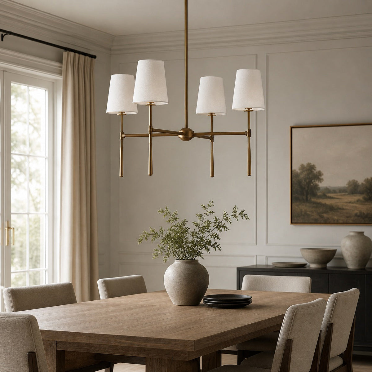 Round Metal Chandelier Adjustable LED 4-8 Head