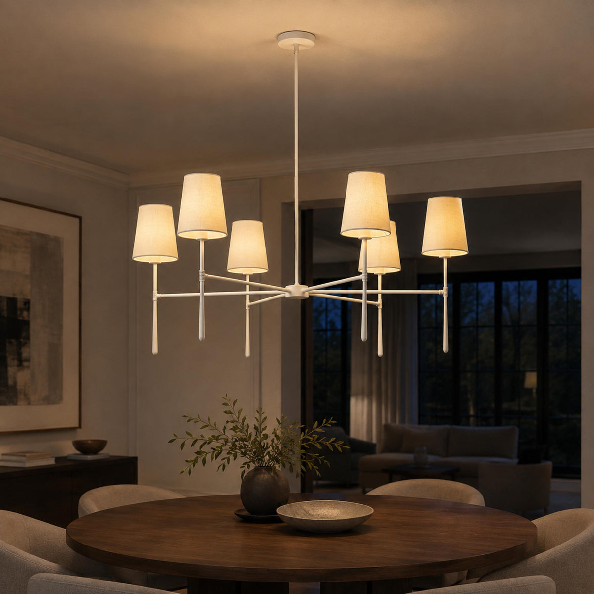 Round Metal Chandelier Adjustable LED 4-8 Head