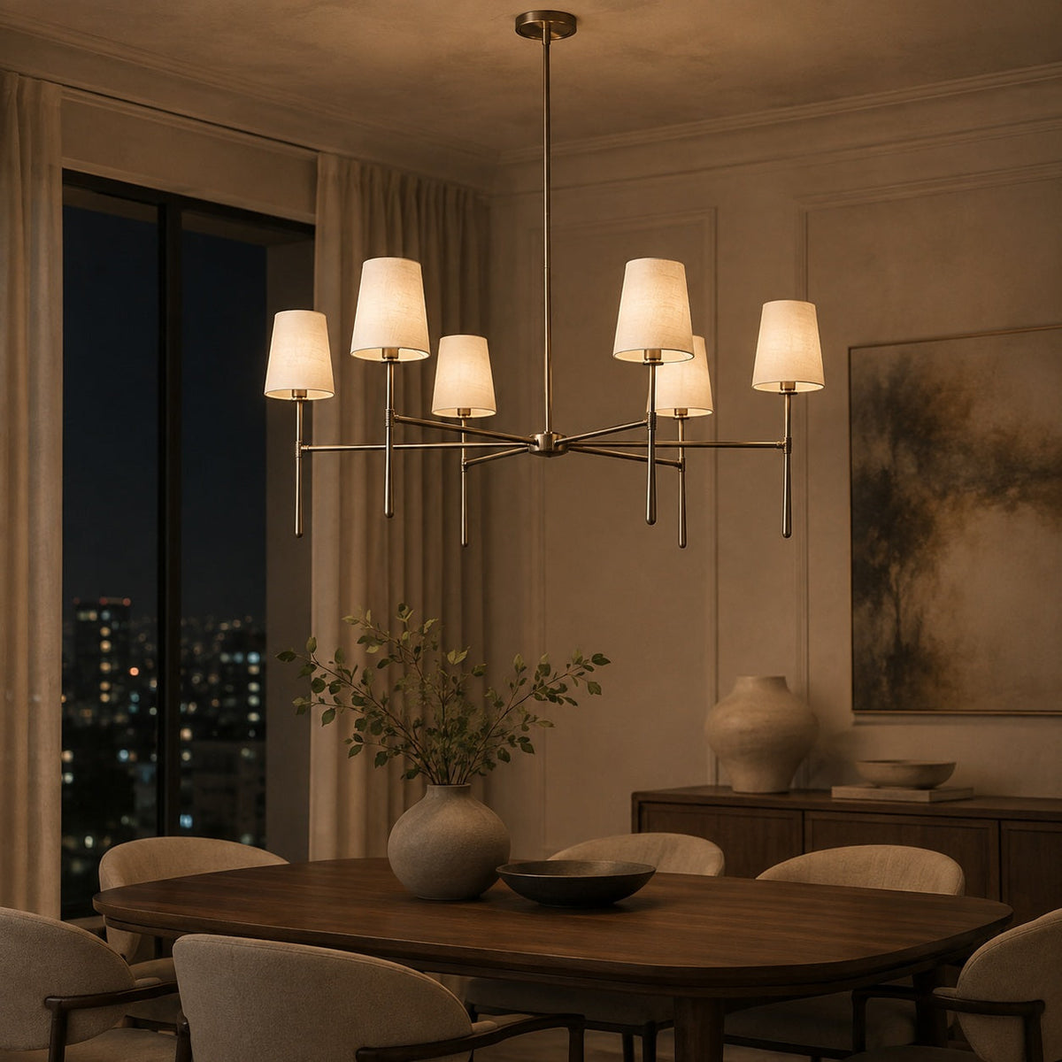Round Metal Chandelier Adjustable LED 4-8 Head