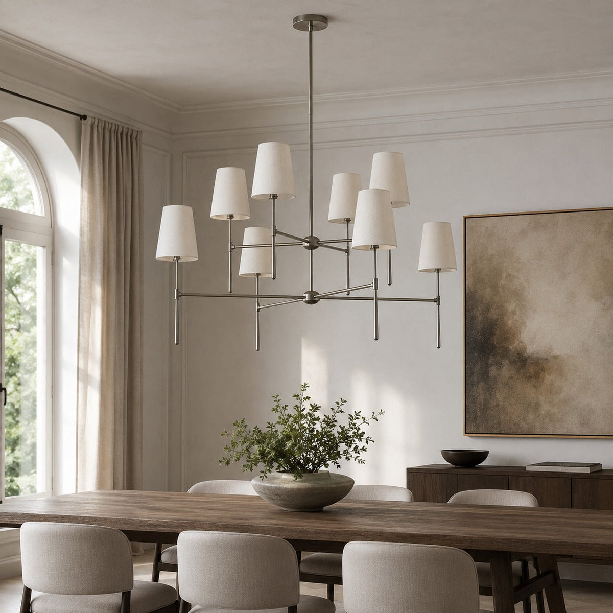 Round Metal Chandelier Adjustable LED 4-8 Head
