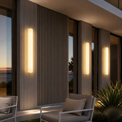 Modern Rectangular Outdoor Wall Lamp Weather-Resistant Resin LED Lighting for Pathways and Patios
