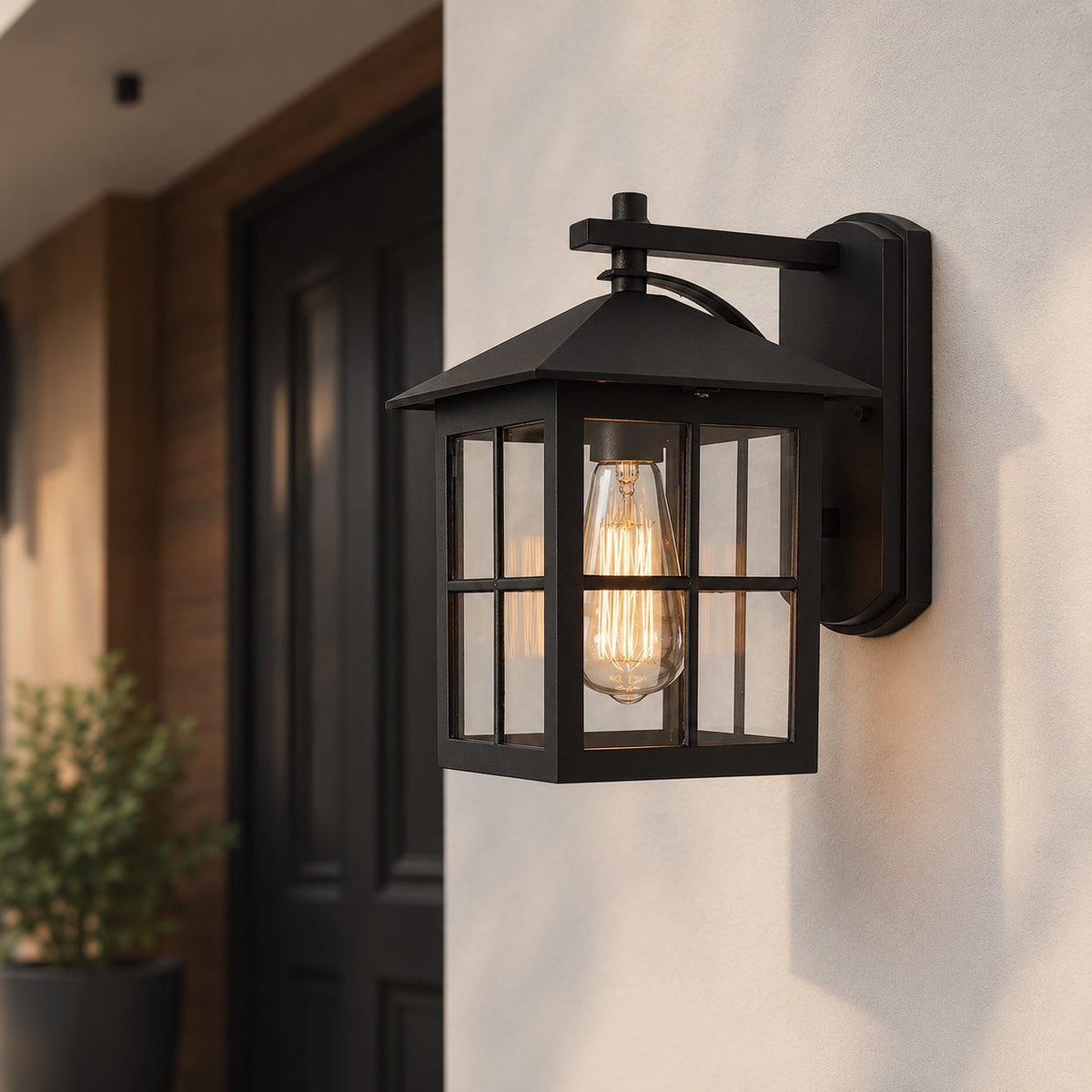 Classic Outdoor Wall Light Aluminum Sconce with Glass Shade IP65 Protection for Exterior Use