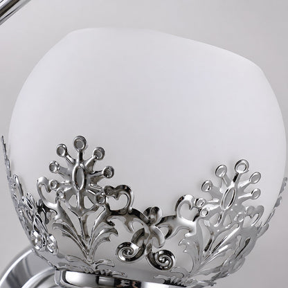 Floral Glass Wall Sconce Dual-Light Vintage Brass LED