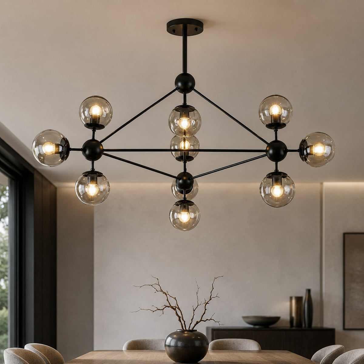 Molecular Black Gold Glass Chandelier 10-Light LED