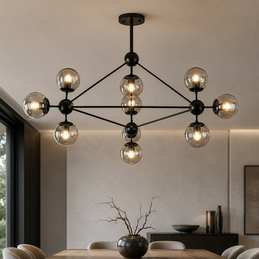 Molecular Black Gold Glass Chandelier 10-Light LED