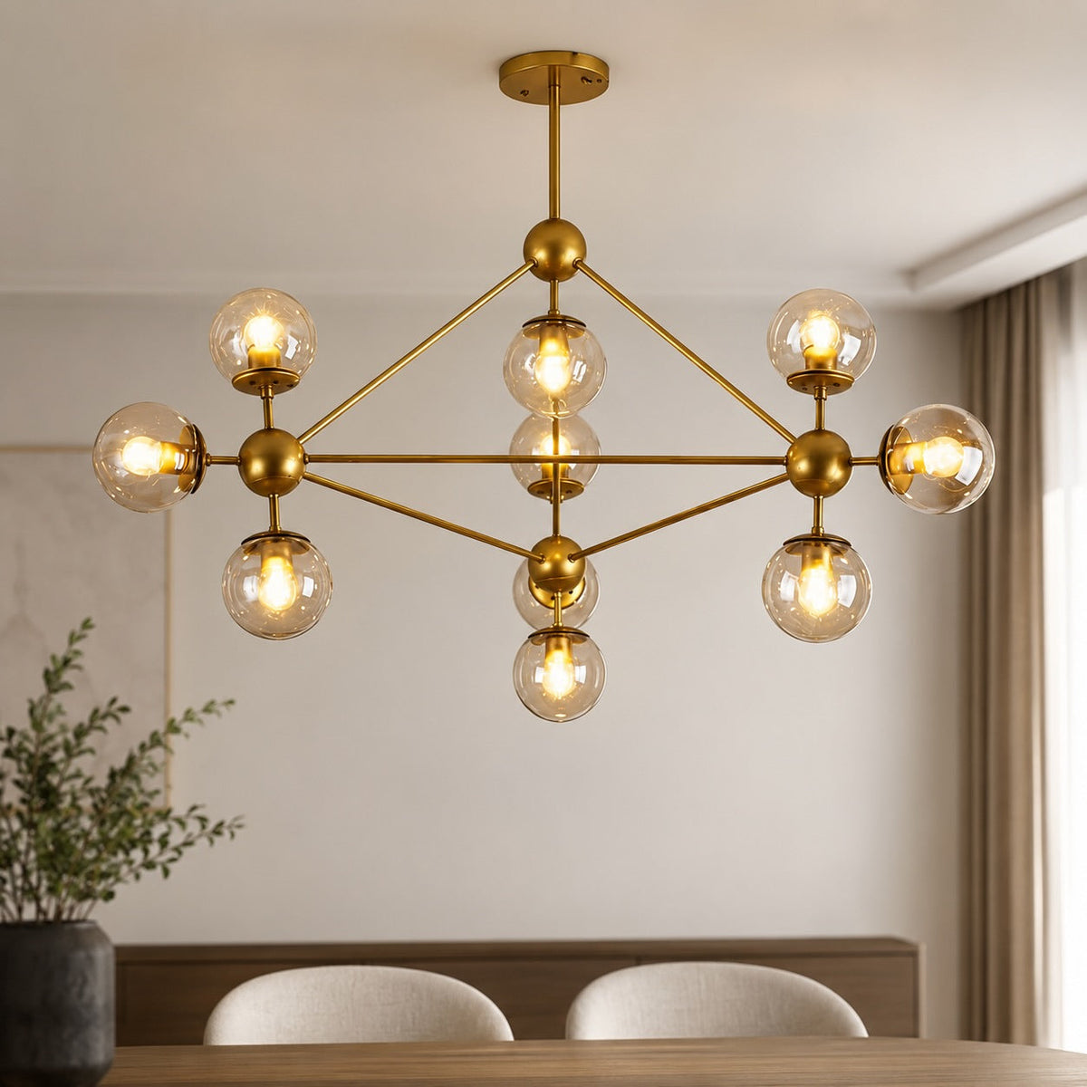 Molecular Black Gold Glass Chandelier 10-Light LED