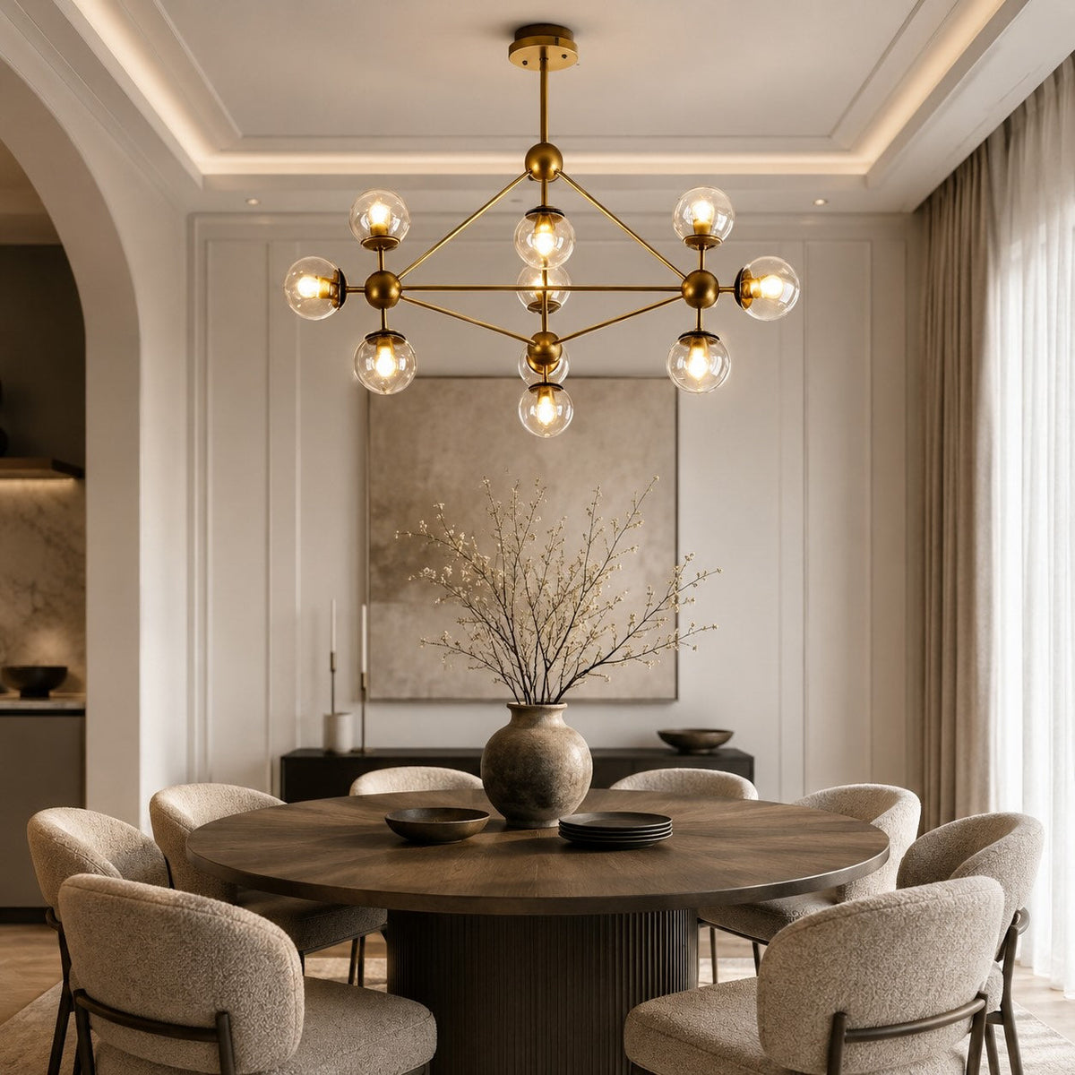 Molecular Black Gold Glass Chandelier 10-Light LED