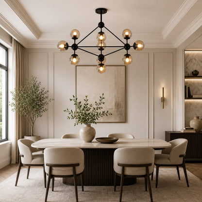 Molecular Black Gold Glass Chandelier 10-Light LED