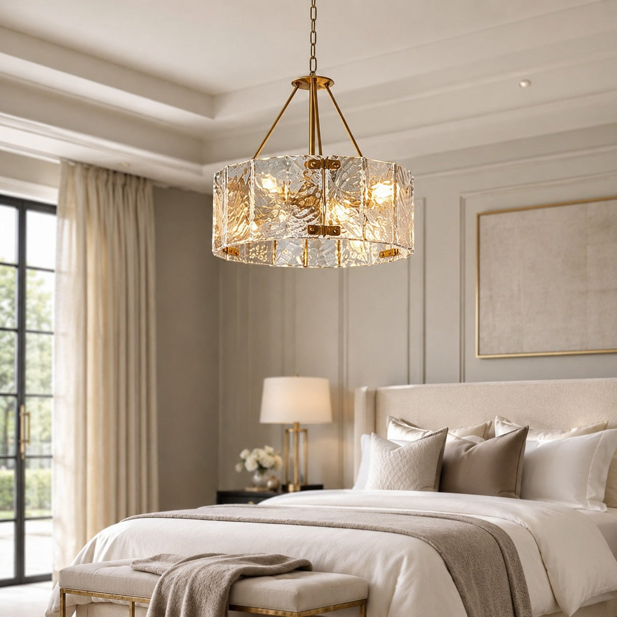 Copper Frame Chandelier Adjustable Hanging LED Light