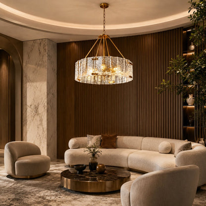 Copper Frame Chandelier Adjustable Hanging LED Light