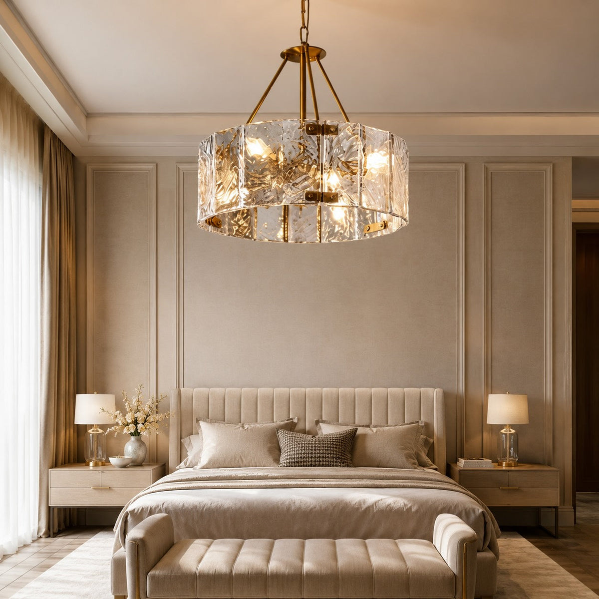 Copper Frame Chandelier Adjustable Hanging LED Light